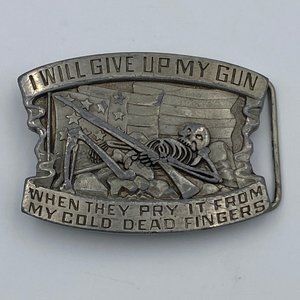 ベルト　バックル　I WILL GIVE UP MY GUN Give Up My Gun Pewter Buckle Give Up My Gun Skeleton Belt Buckle